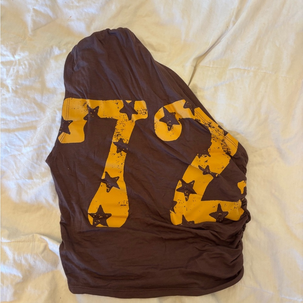 BDG brown and yellow one shoulder top